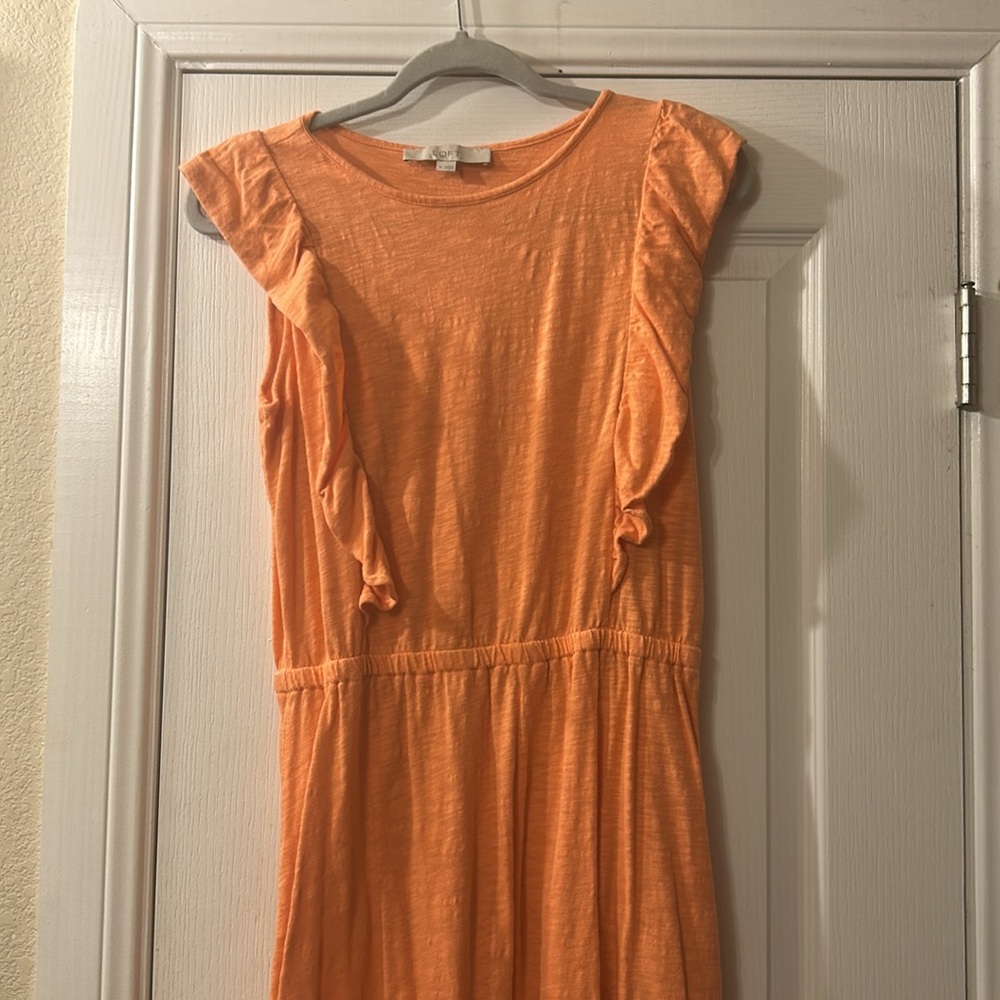 Loft coral Ruffle Midi Dress-sz M
